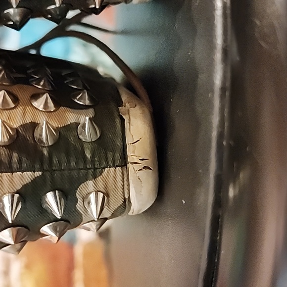 🔥Hidden Wedge Spike Studded Camo Sneaker Heels Alt-Fashion Punk AS IS - Picture 8 of 9